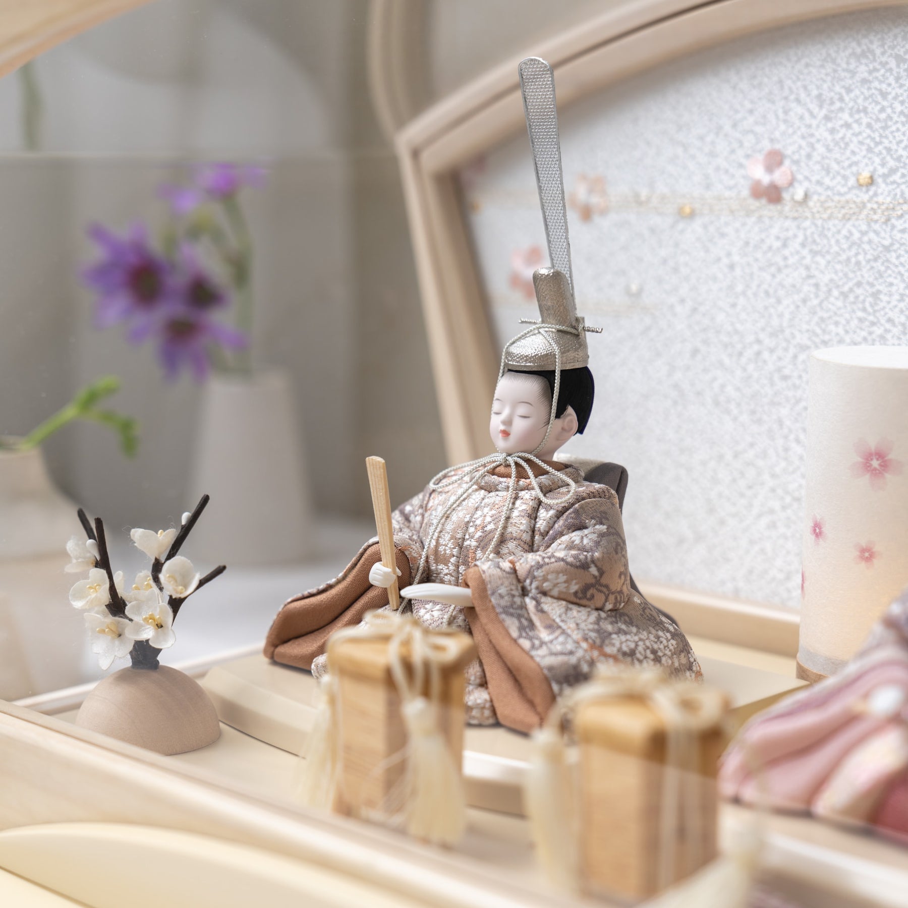 雛人形 紬 人形ケース ベージュ 一秀 C115-8