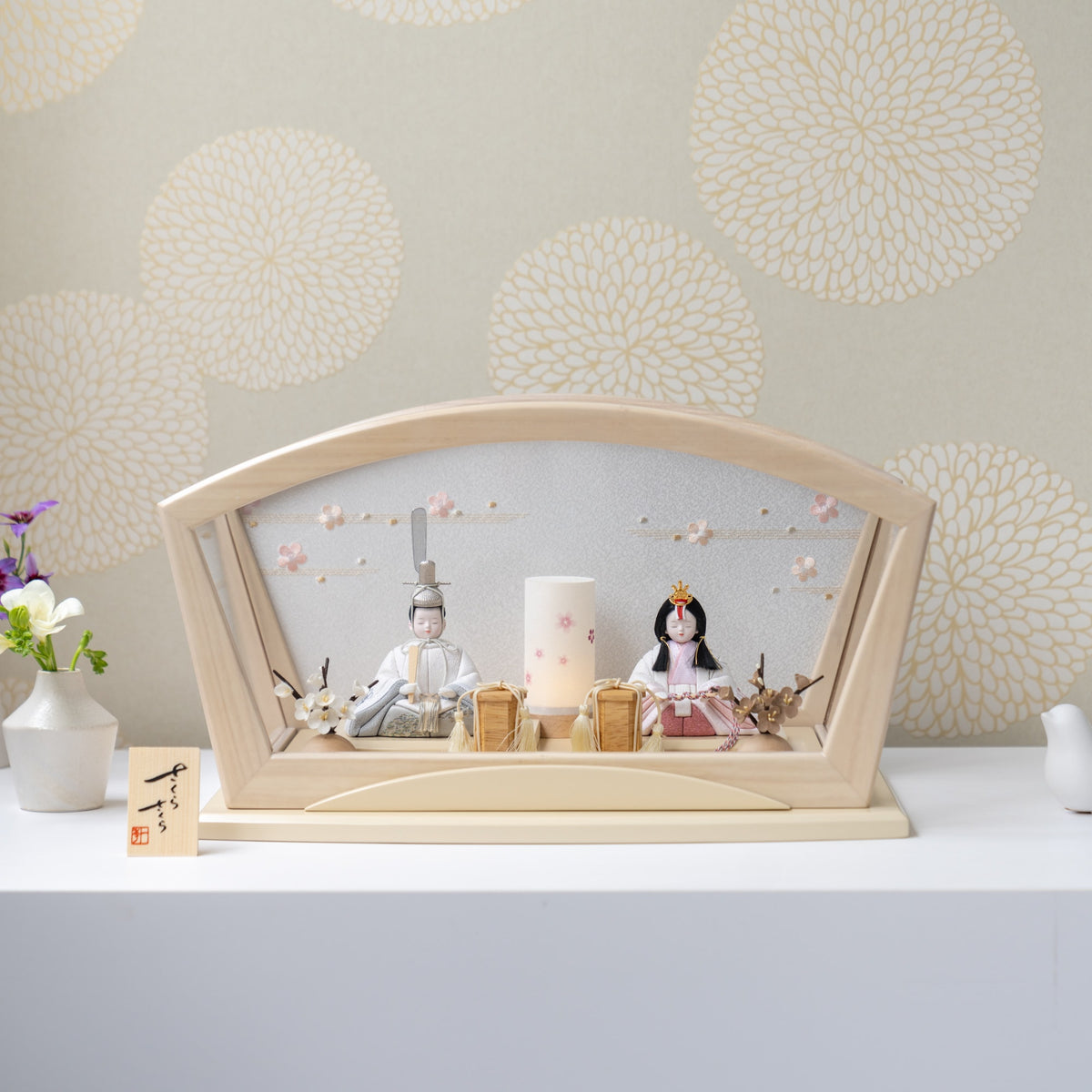 雛人形 紬 人形ケース ベージュ 一秀 C117-8