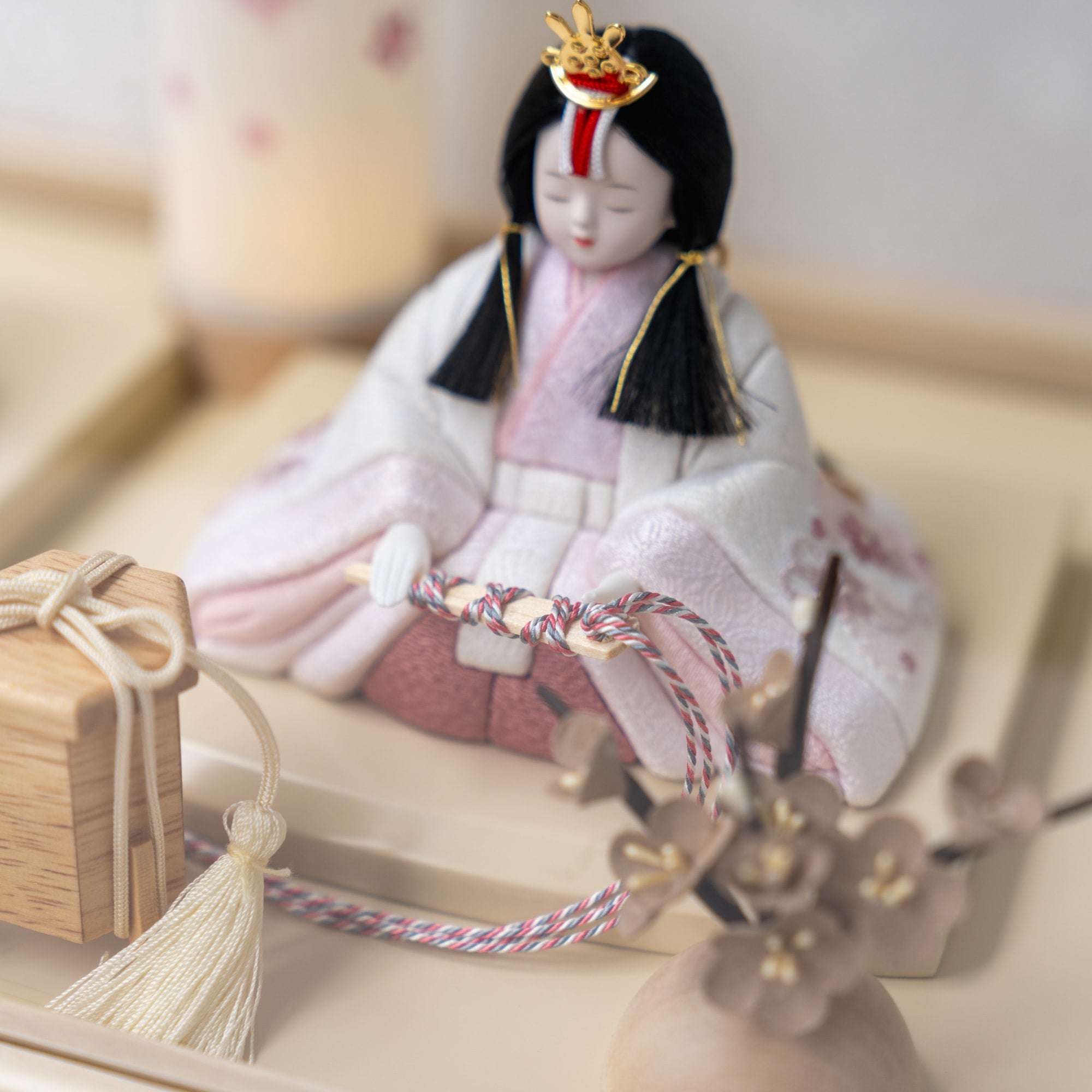 雛人形 紬 人形ケース ベージュ 一秀 C117-8