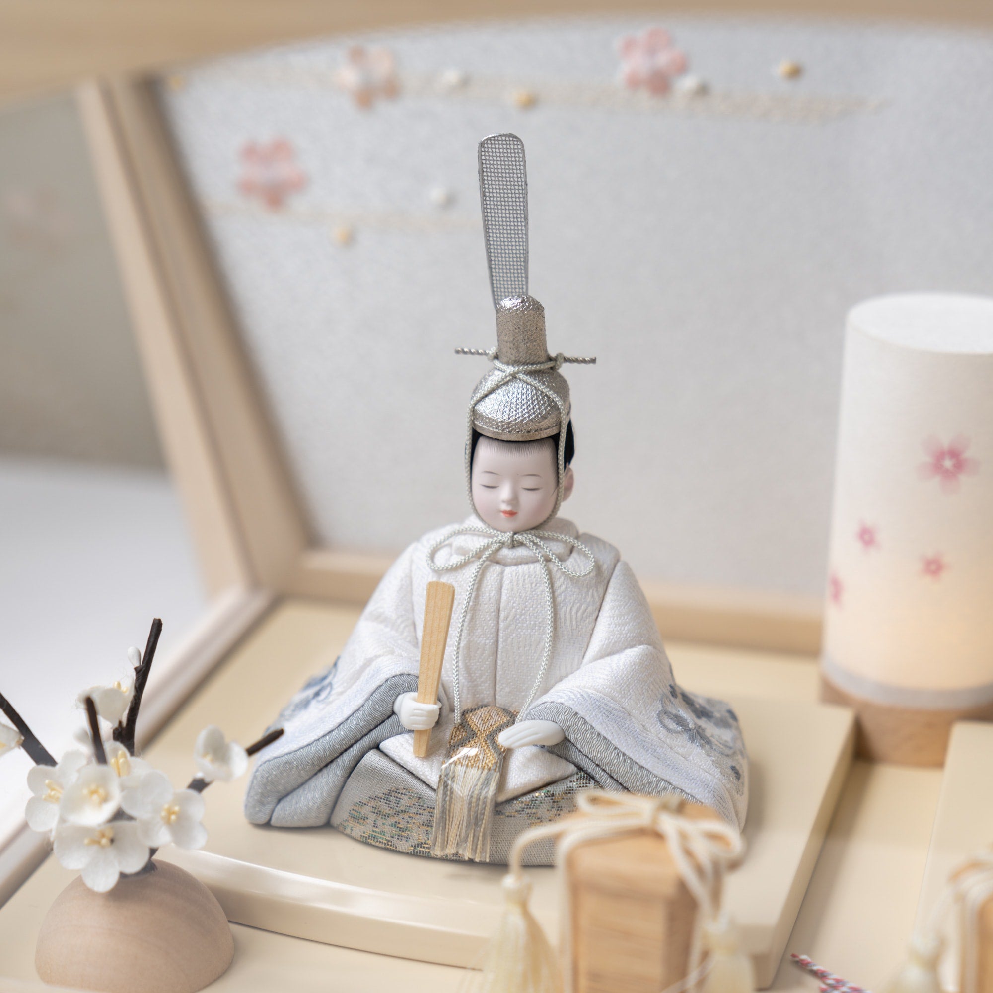 雛人形 紬 人形ケース ベージュ 一秀 C117-8