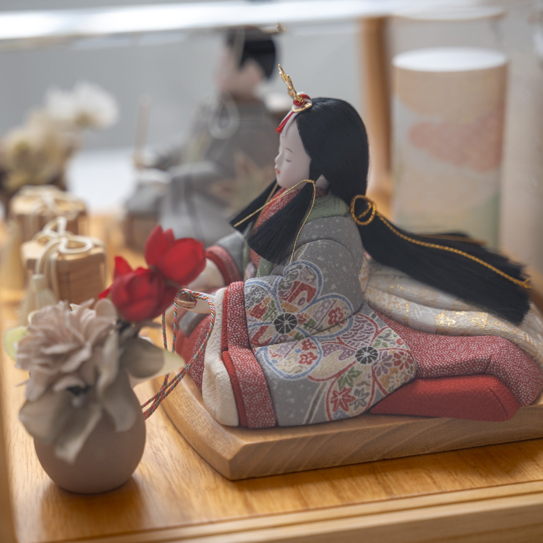 雛人形 紬 人形ケース オーク 一秀 10-8