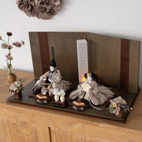 雛人形 凪彩平飾り グレー 笹蔓文様 平安道翠