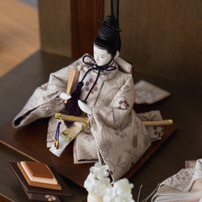 雛人形 凪彩平飾り グレー 笹蔓文様 平安道翠