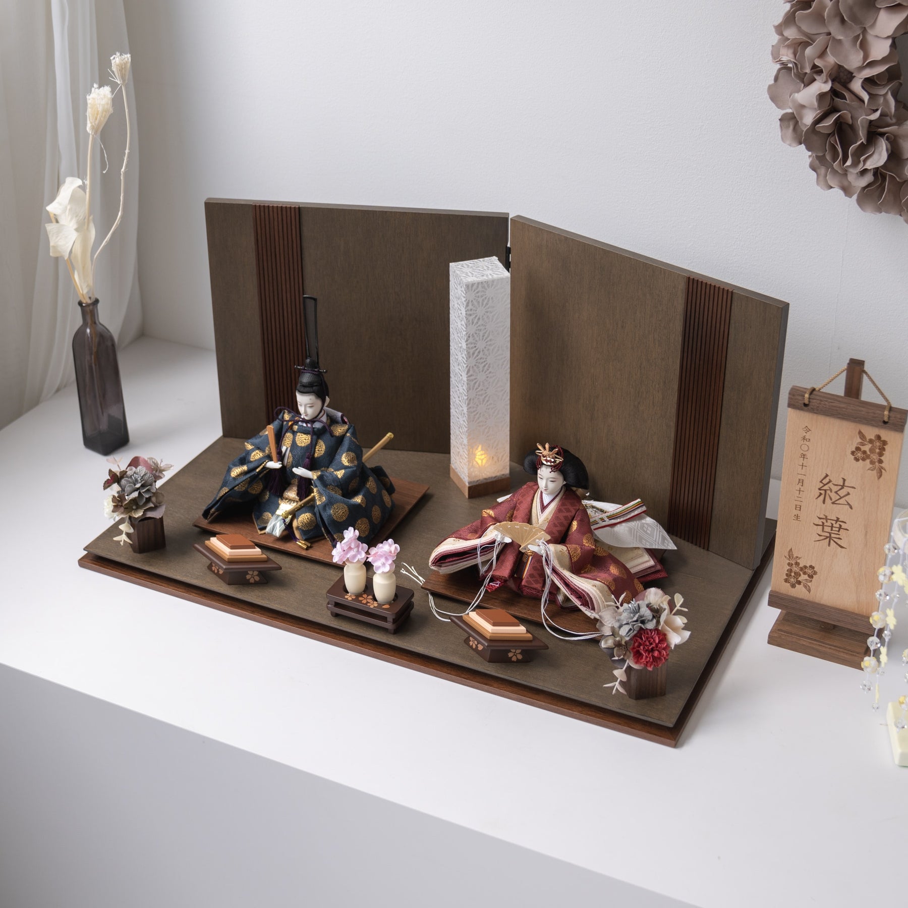 雛人形 凪彩平飾り グレー 平安道翠 正絹有職文様