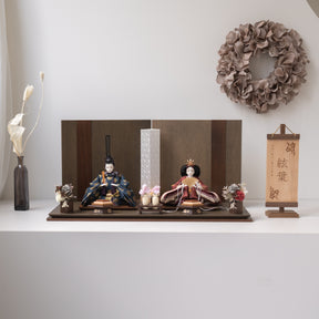 雛人形 凪彩平飾り グレー 平安道翠 正絹有職文様