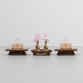 雛人形 凪彩平飾り ナチュラル 平安道翠 ブラウン鶴花刺繍