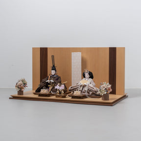 雛人形 凪彩平飾り ナチュラル 平安道翠 ブラウン鶴花刺繍