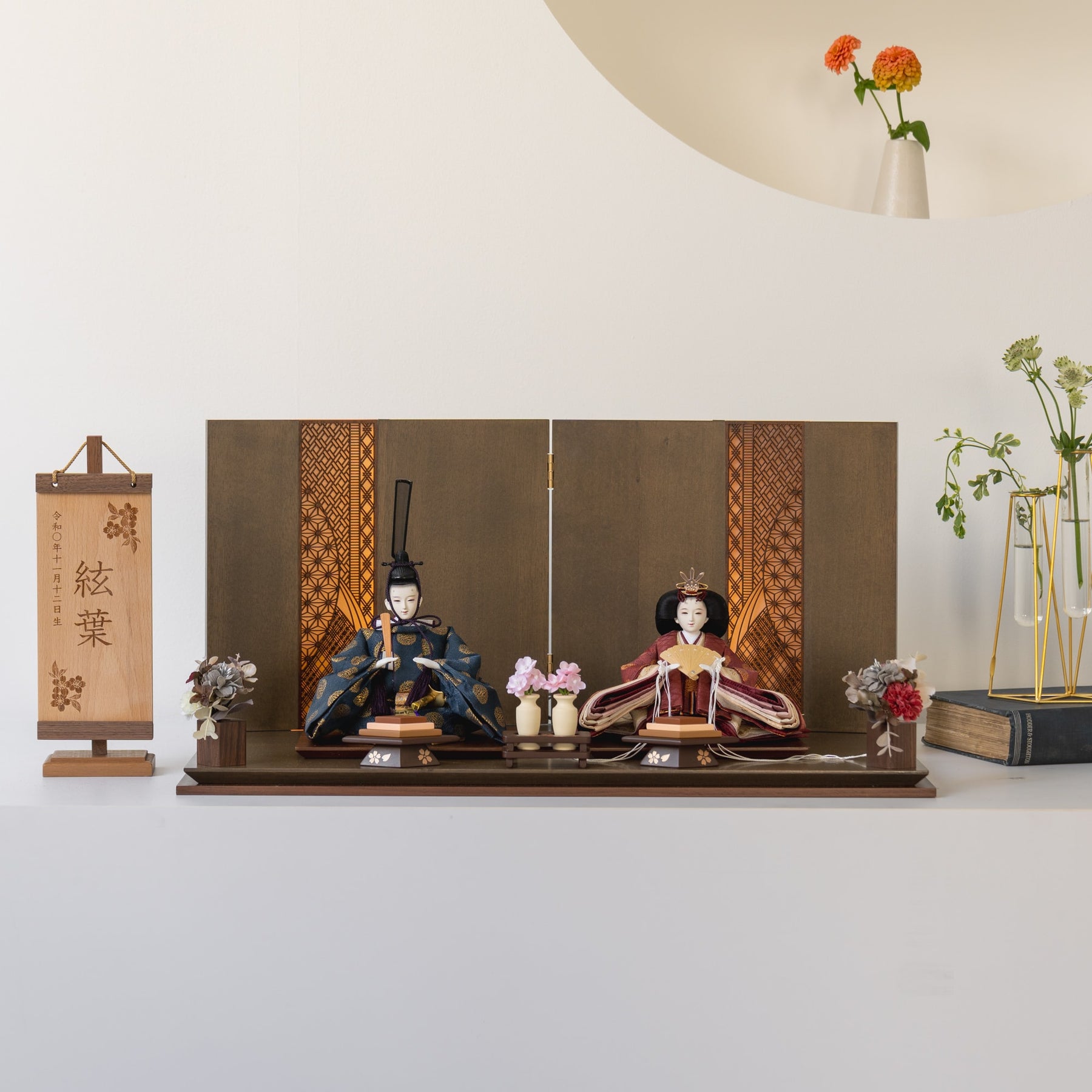 雛人形 煌彩平飾り グレー 平安道翠 正絹有職文様