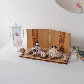 雛人形 煌彩平飾り ナチュラル ライトグレー刺繍 平安道翠