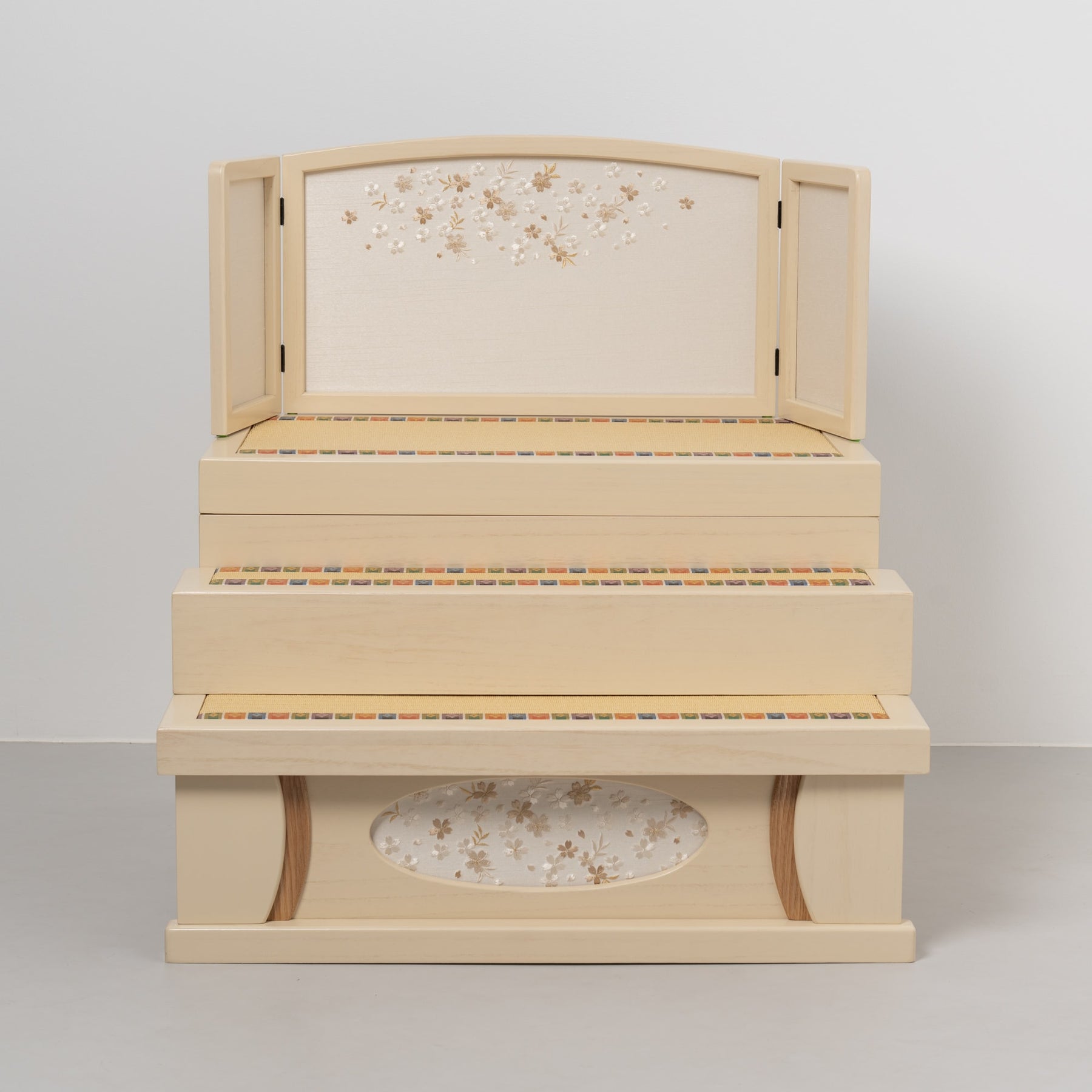 雛人形 ゆずは引出収納飾り ベージュ 吉徳大光 ブルーピンク