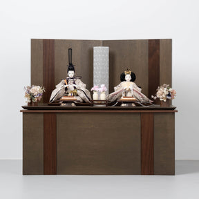 雛人形 凪彩収納飾り グレー 平安道翠 笹蔓文様