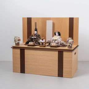 雛人形 凪彩収納飾り ナチュラル 平安道翠 ブラウン鶴花刺繍