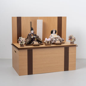 雛人形 凪彩収納飾り ナチュラル 平安道翠 ブラウン鶴花刺繍