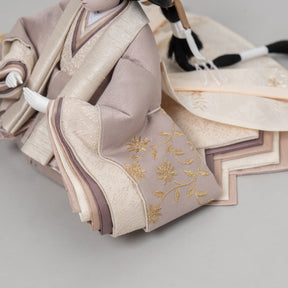 雛人形 煌彩収納飾り ブラウン 平安道翠 ブラウン鶴花刺繍