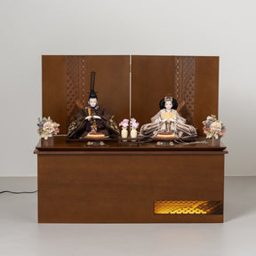 雛人形 煌彩収納飾り ブラウン 平安道翠 ブラウン鶴花刺繍