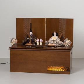 雛人形 煌彩収納飾り ブラウン 平安道翠 ブラウン鶴花刺繍