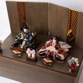 雛人形 煌彩収納飾り グレー 平安道翠 正絹有職文様