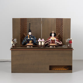 雛人形 煌彩収納飾り グレー 平安道翠 正絹有職文様