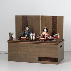 雛人形 煌彩収納飾り グレー 平安道翠 正絹有職文様