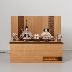 雛人形 煌彩収納飾り ナチュラル ライトグレー刺繍 平安道翠