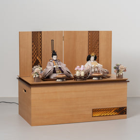 雛人形 煌彩収納飾り ナチュラル ライトグレー刺繍 平安道翠