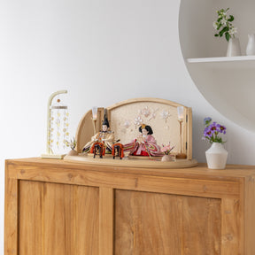 雛人形 ひなも平飾り 白木 吉藤 鳳凰刺繍