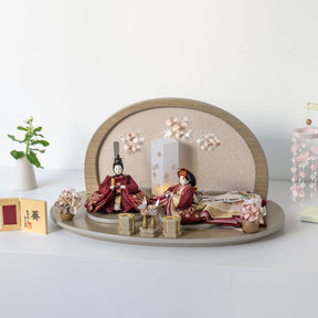 雛人形 絢音平飾り グレー 柴田家千代 エンジ蔦柄