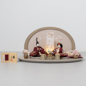 雛人形 絢音平飾り グレー 柴田家千代 エンジ蔦柄