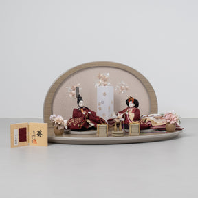 雛人形 絢音平飾り グレー 柴田家千代 エンジ蔦柄