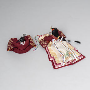 雛人形 絢音平飾り グレー 柴田家千代 エンジ蔦柄