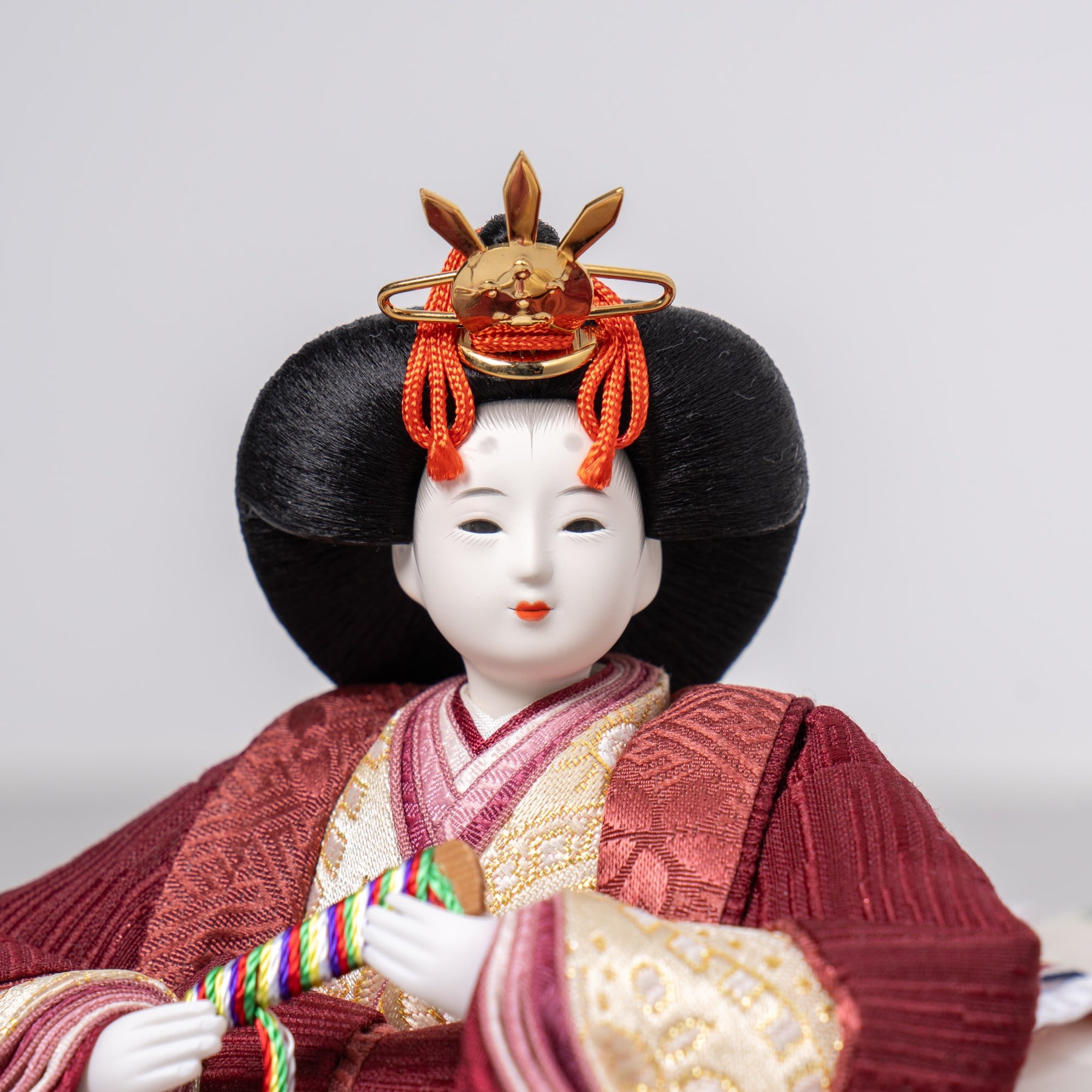 雛人形 絢音平飾り グレー 柴田家千代 エンジ蔦柄