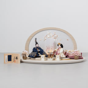 雛人形 絢音平飾り アイボリー 柴田家千代 紺白蔦柄