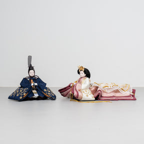 雛人形 絢音平飾り アイボリー 柴田家千代 紺白蔦柄