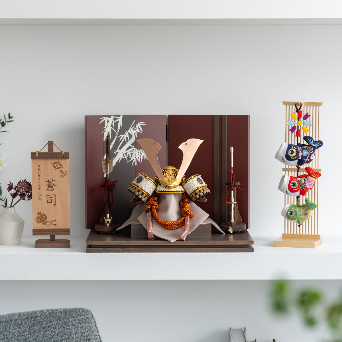 五月人形 玄志 兜飾り 緋色 7号 漆金閣 清秀作