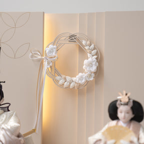 雛人形 光白平飾り 白 平安道翠 立湧桜刺繍