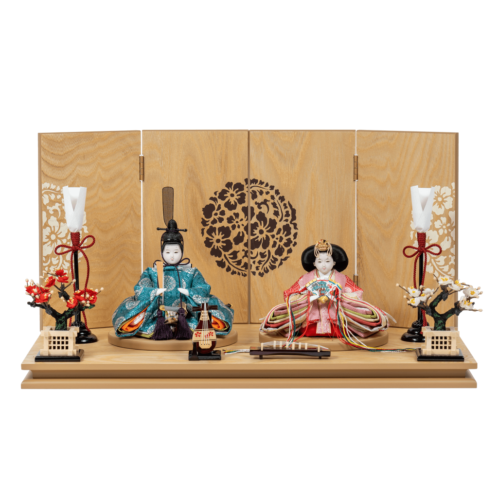 美品 掛け軸 吉祥寺 辻常閑作 立雛画賛「桃花笑春風」共箱 禅語