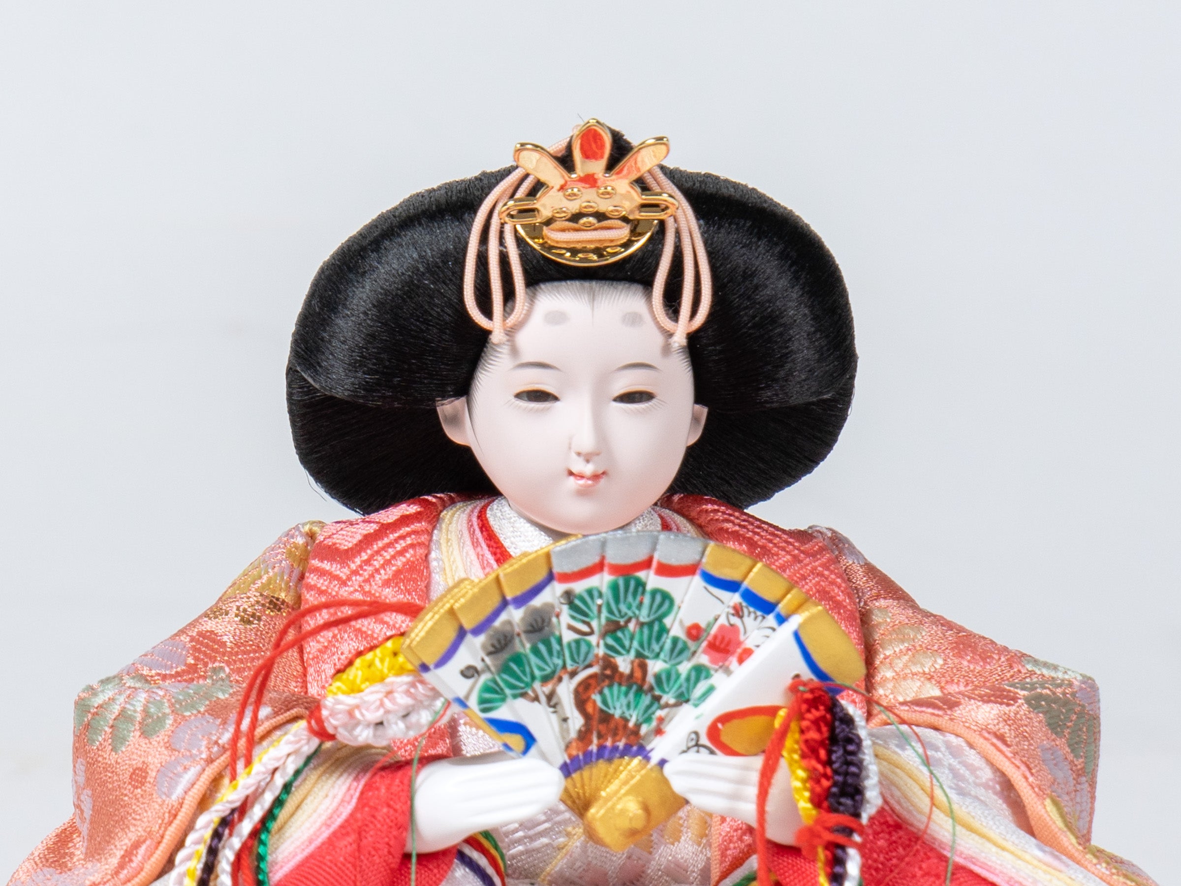 雛人形 沙羅収納飾り 木目白 若菜色