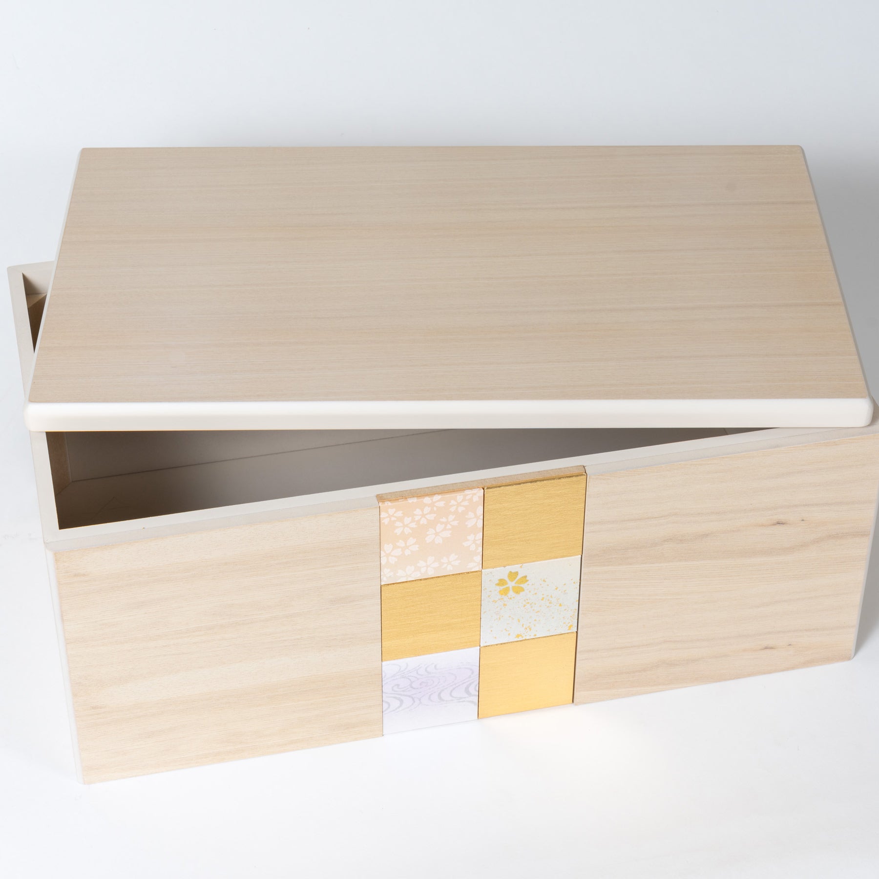 雛人形 沙羅収納飾り 木目白 正絹菊唐草