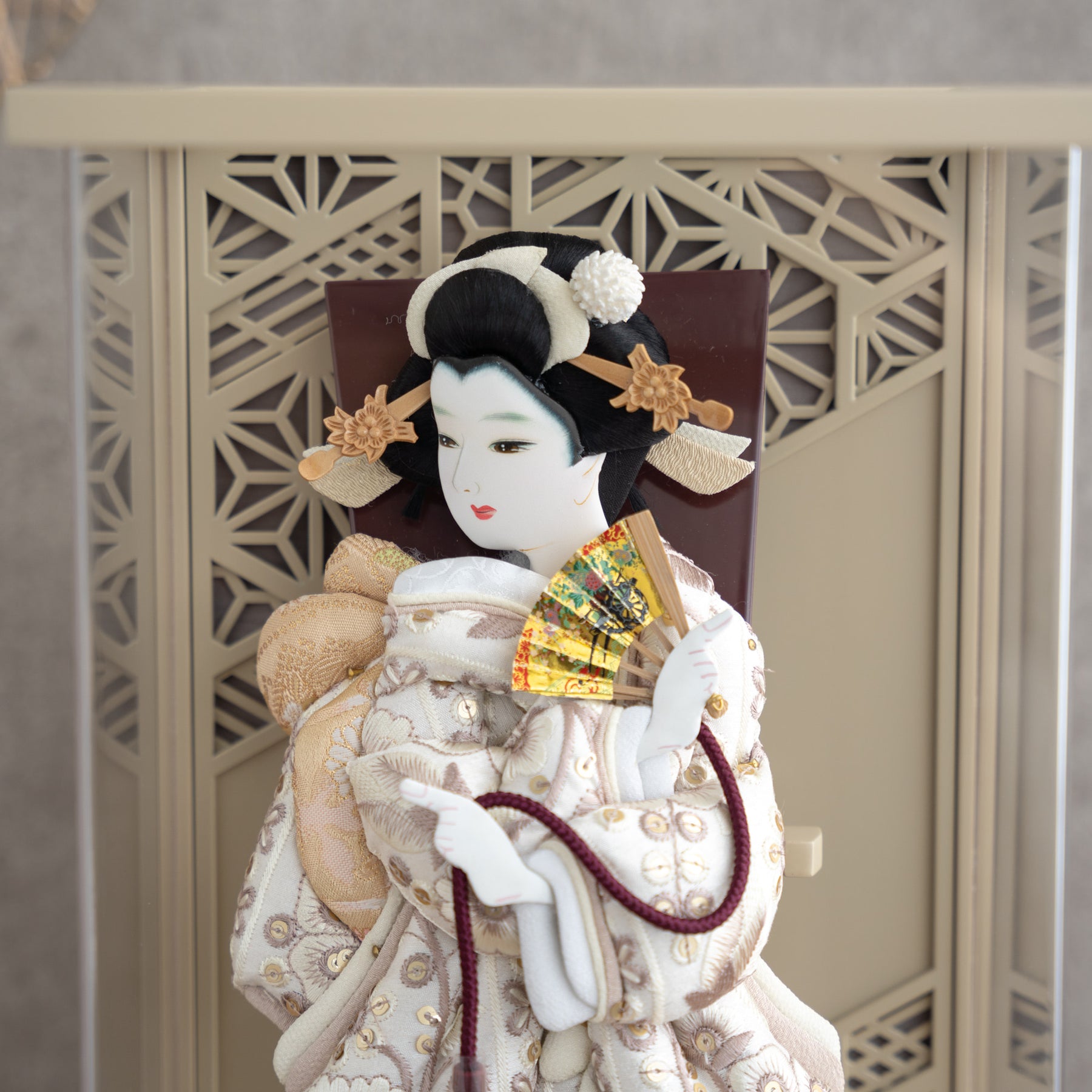 羽子板ケース ベージュ かさね ベージュ 10号 刺繍 吉徳大光