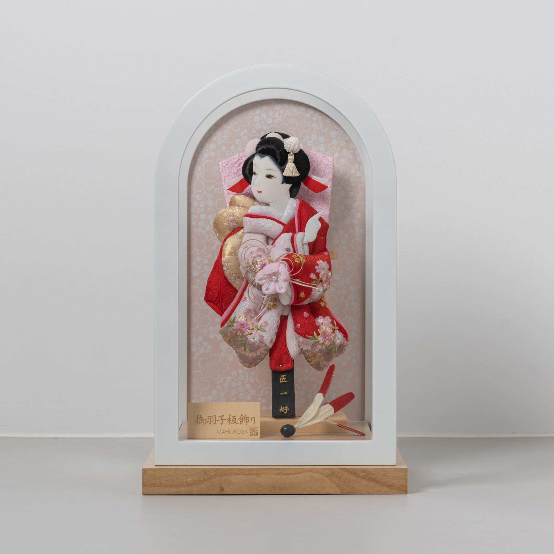 羽子板ケース ロマネ ベージュ 8号 筒描金襴