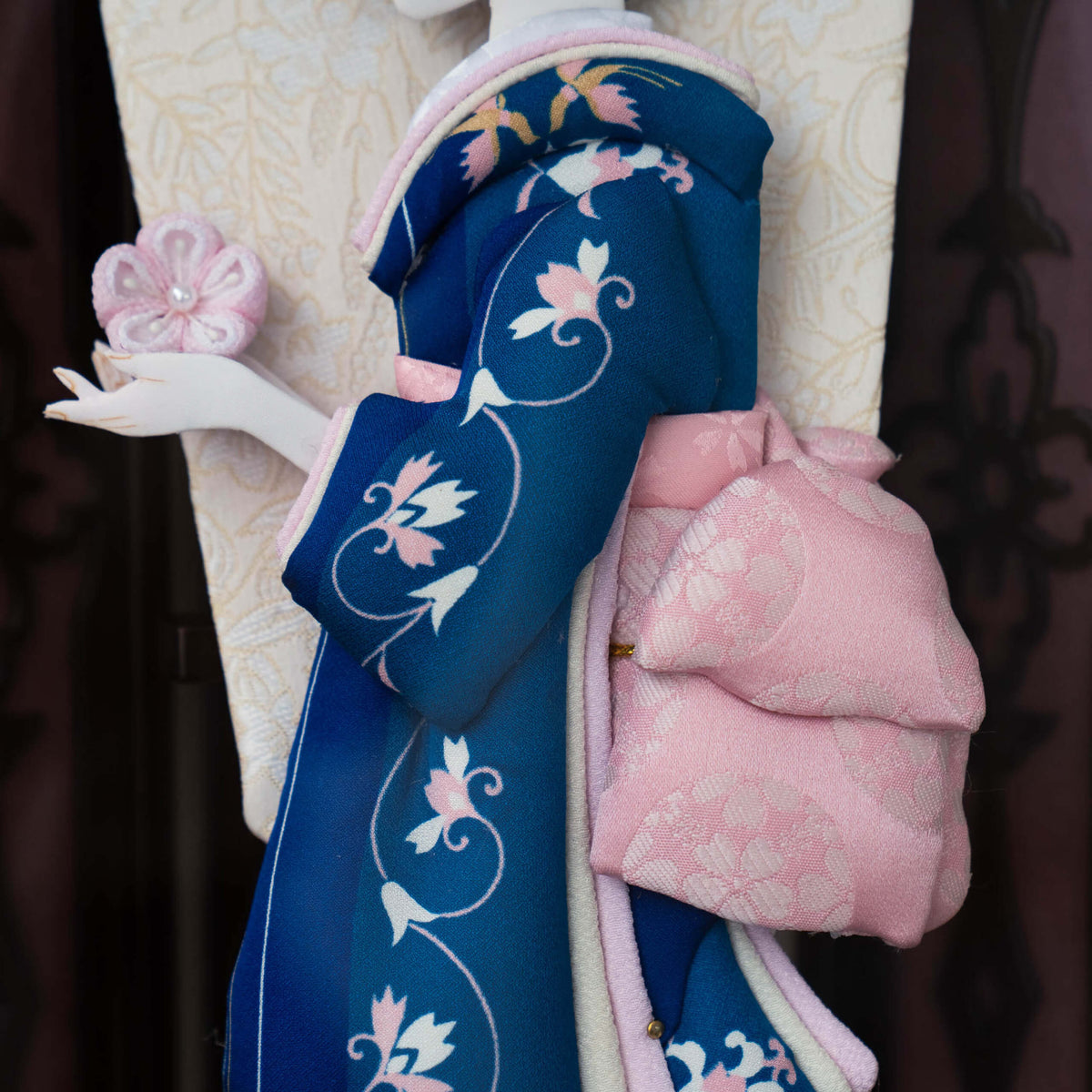 羽子板 ケース飾り エミール ブラウン 10号 青花ライン